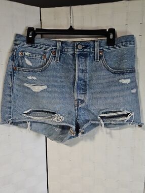 Levi's Light Wash Distressed Denim Cutoff Shorts